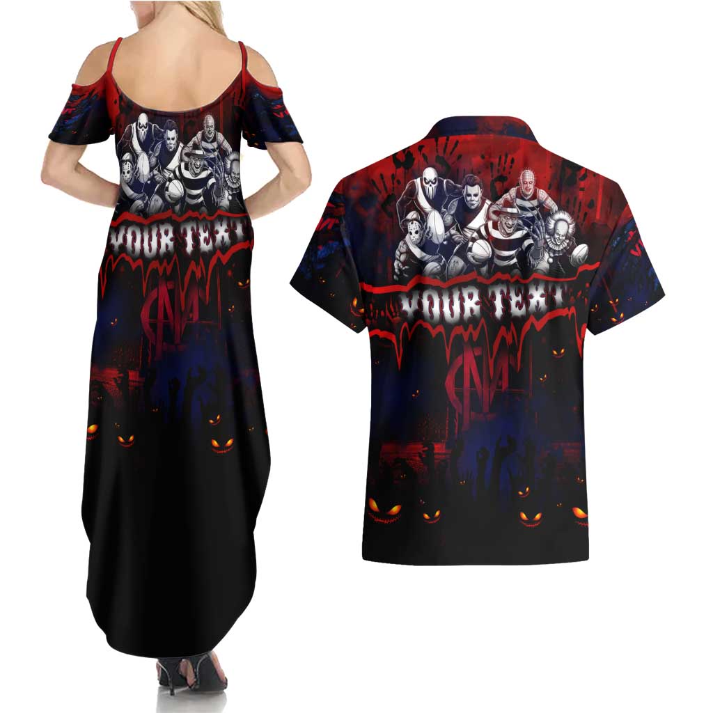 Step Into Horror Domain Demons Football Couples Matching Summer Maxi Dress and Hawaiian Shirt Halloween Horror Movie Characters - Aussie Hoodie