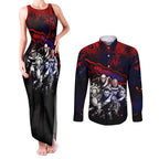 Step Into Horror Domain Demons Football Couples Matching Tank Maxi Dress and Long Sleeve Button Shirt Halloween Horror Movie Characters - Aussie Hoodie