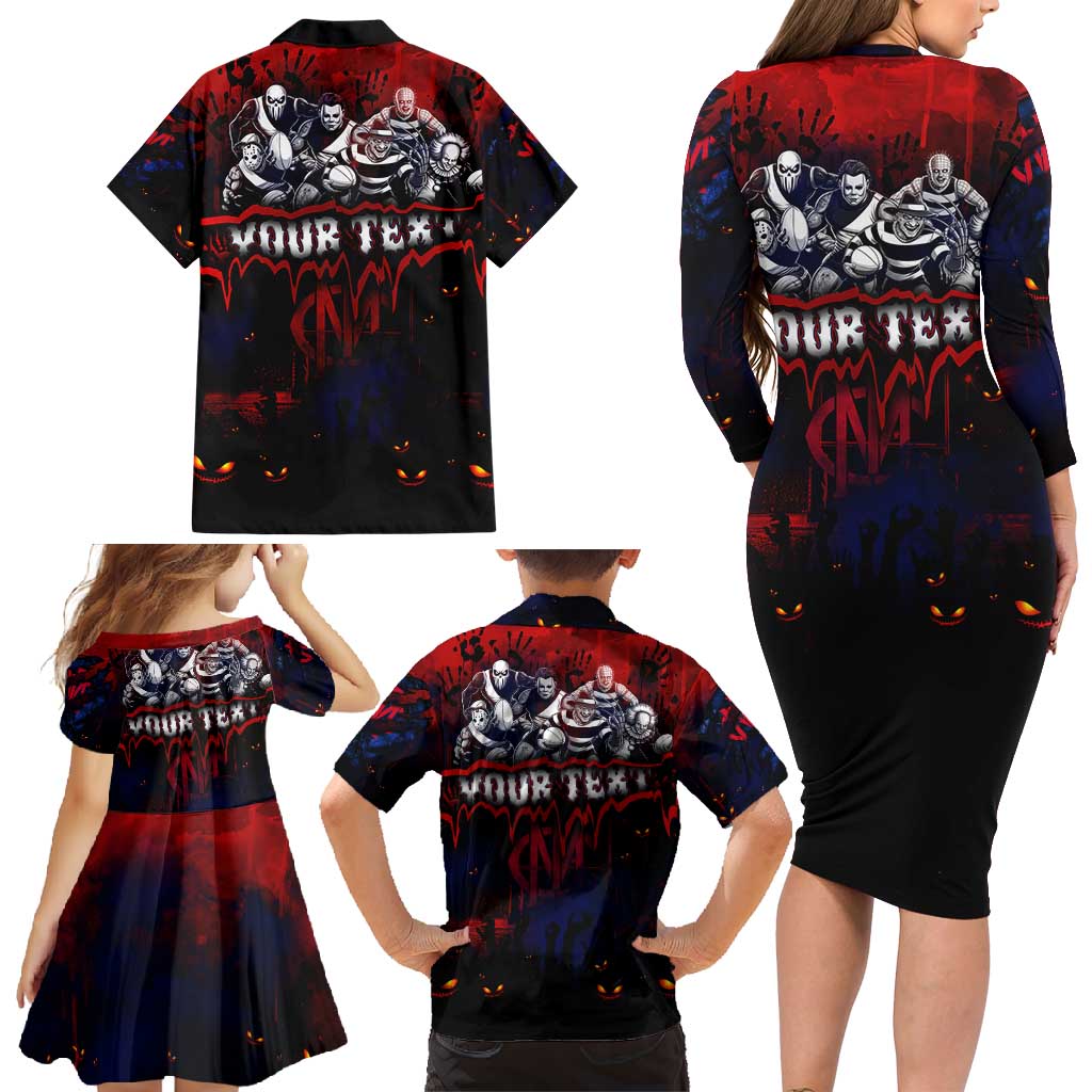 Step Into Horror Domain Demons Football Family Matching Long Sleeve Bodycon Dress and Hawaiian Shirt Halloween Horror Movie Characters - Aussie Hoodie