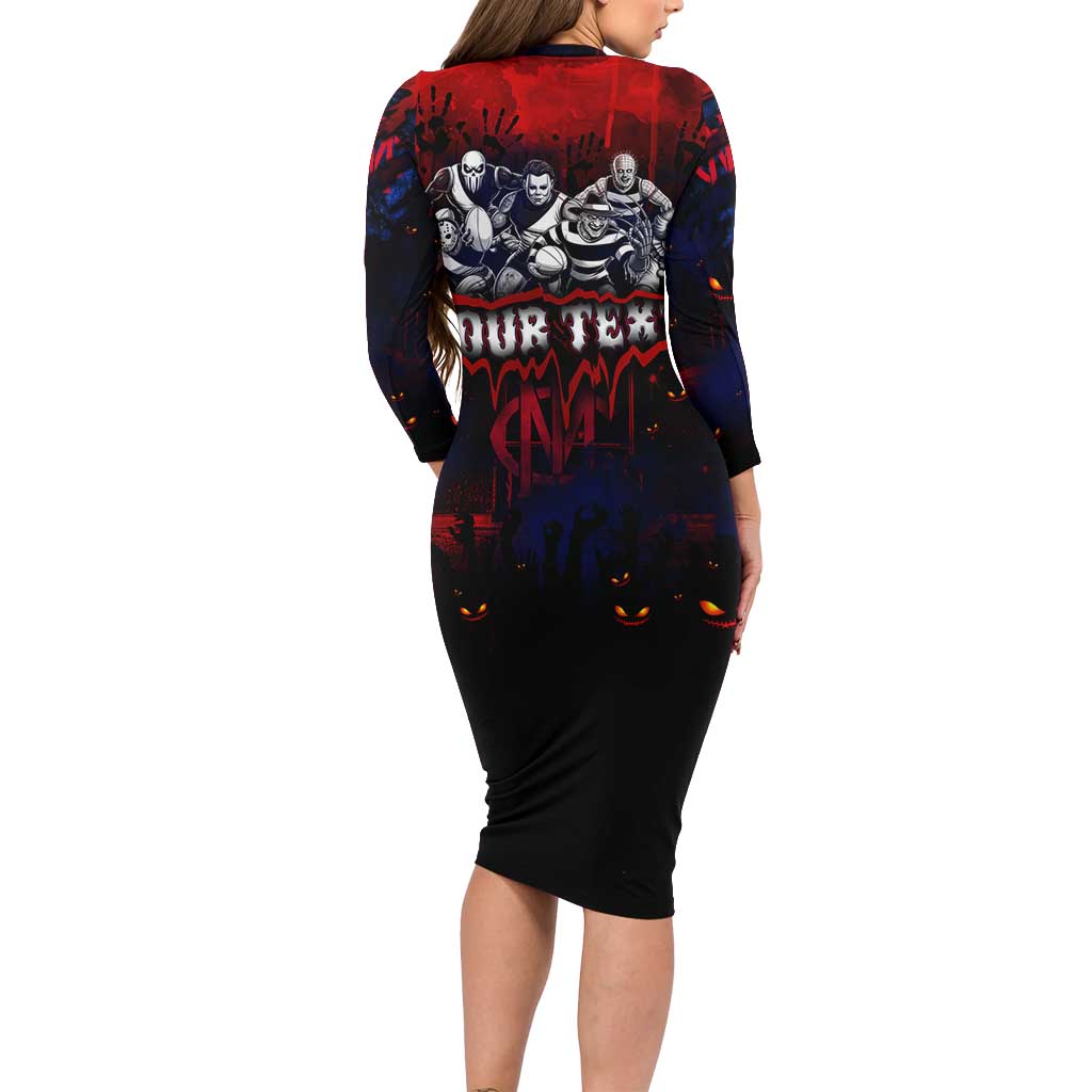 Step Into Horror Domain Demons Football Family Matching Long Sleeve Bodycon Dress and Hawaiian Shirt Halloween Horror Movie Characters - Aussie Hoodie
