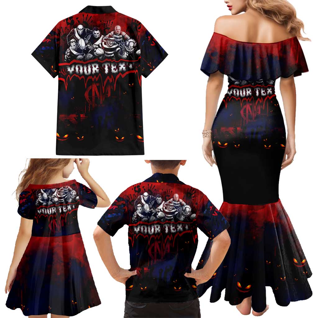 Step Into Horror Domain Demons Football Family Matching Mermaid Dress and Hawaiian Shirt Halloween Horror Movie Characters - Aussie Hoodie