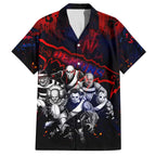 Step Into Horror Domain Demons Football Family Matching Off The Shoulder Long Sleeve Dress and Hawaiian Shirt Halloween Horror Movie Characters - Aussie Hoodie