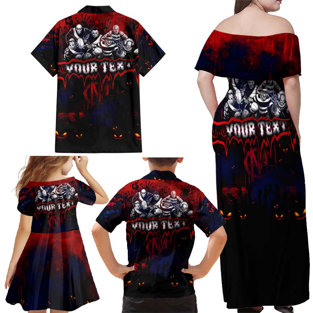 Step Into Horror Domain Demons Football Family Matching Off Shoulder Maxi Dress and Hawaiian Shirt Halloween Horror Movie Characters - Aussie Hoodie