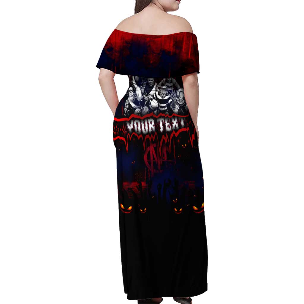 Step Into Horror Domain Demons Football Family Matching Off Shoulder Maxi Dress and Hawaiian Shirt Halloween Horror Movie Characters - Aussie Hoodie