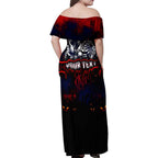 Step Into Horror Domain Demons Football Family Matching Off Shoulder Maxi Dress and Hawaiian Shirt Halloween Horror Movie Characters - Aussie Hoodie