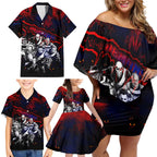Step Into Horror Domain Demons Football Family Matching Off Shoulder Short Dress and Hawaiian Shirt Halloween Horror Movie Characters - Aussie Hoodie