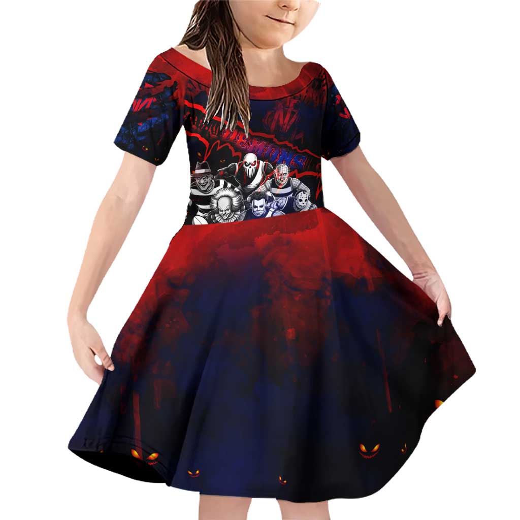 Step Into Horror Domain Demons Football Family Matching Off Shoulder Short Dress and Hawaiian Shirt Halloween Horror Movie Characters - Aussie Hoodie