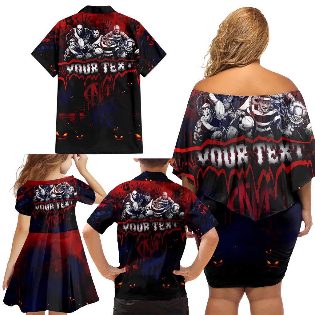 Step Into Horror Domain Demons Football Family Matching Off Shoulder Short Dress and Hawaiian Shirt Halloween Horror Movie Characters - Aussie Hoodie