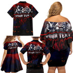 Step Into Horror Domain Demons Football Family Matching Off Shoulder Short Dress and Hawaiian Shirt Halloween Horror Movie Characters - Aussie Hoodie
