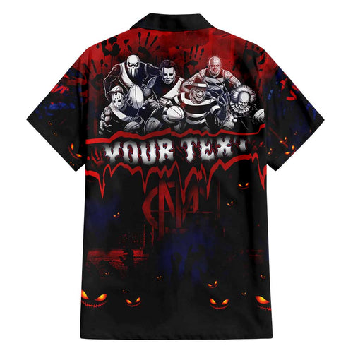 Step Into Horror Domain Demons Football Family Matching Off Shoulder Short Dress and Hawaiian Shirt Halloween Horror Movie Characters - Aussie Hoodie