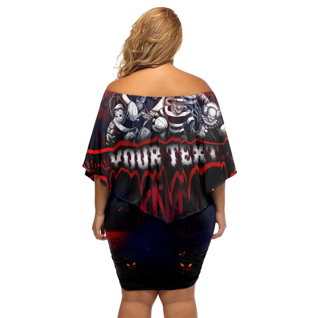 Step Into Horror Domain Demons Football Family Matching Off Shoulder Short Dress and Hawaiian Shirt Halloween Horror Movie Characters - Aussie Hoodie