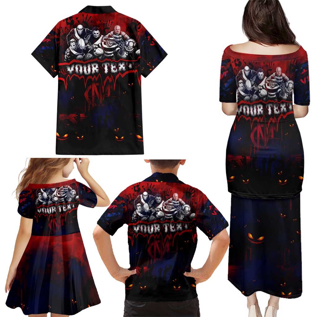 Step Into Horror Domain Demons Football Family Matching Puletasi and Hawaiian Shirt Halloween Horror Movie Characters - Aussie Hoodie