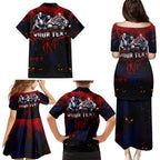 Step Into Horror Domain Demons Football Family Matching Puletasi and Hawaiian Shirt Halloween Horror Movie Characters - Aussie Hoodie