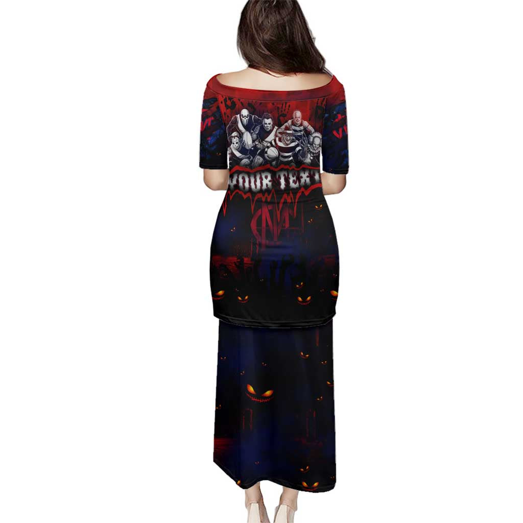 Step Into Horror Domain Demons Football Family Matching Puletasi and Hawaiian Shirt Halloween Horror Movie Characters - Aussie Hoodie