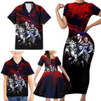 Step Into Horror Domain Demons Football Family Matching Short Sleeve Bodycon Dress and Hawaiian Shirt Halloween Horror Movie Characters - Aussie Hoodie