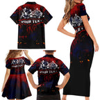 Step Into Horror Domain Demons Football Family Matching Short Sleeve Bodycon Dress and Hawaiian Shirt Halloween Horror Movie Characters - Aussie Hoodie