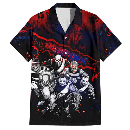 Step Into Horror Domain Demons Football Family Matching Short Sleeve Bodycon Dress and Hawaiian Shirt Halloween Horror Movie Characters - Aussie Hoodie