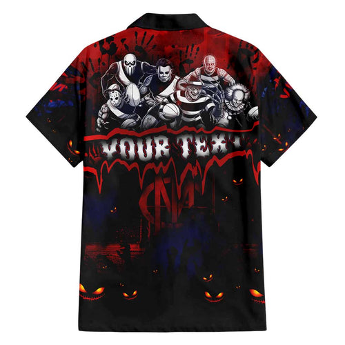 Step Into Horror Domain Demons Football Family Matching Short Sleeve Bodycon Dress and Hawaiian Shirt Halloween Horror Movie Characters - Aussie Hoodie