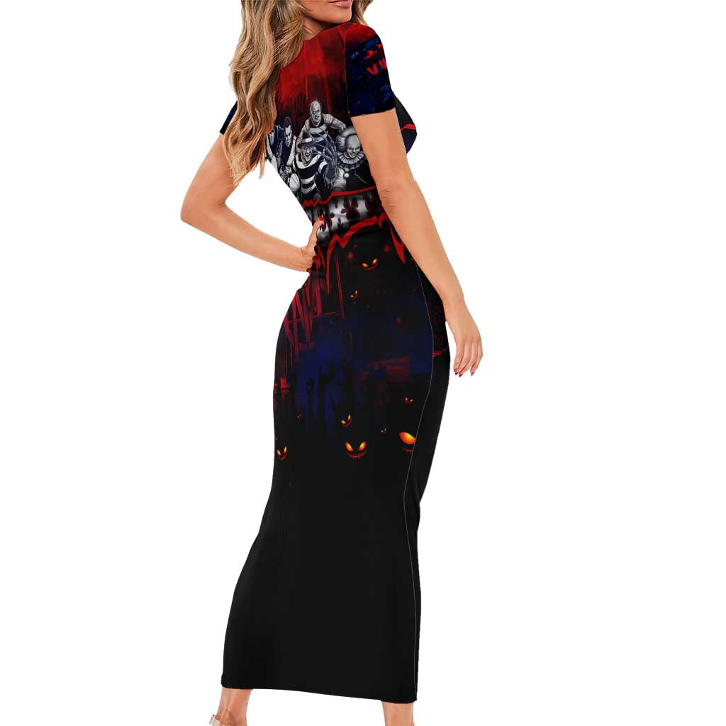Step Into Horror Domain Demons Football Family Matching Short Sleeve Bodycon Dress and Hawaiian Shirt Halloween Horror Movie Characters - Aussie Hoodie