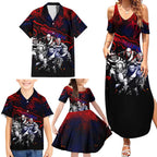 Step Into Horror Domain Demons Football Family Matching Summer Maxi Dress and Hawaiian Shirt Halloween Horror Movie Characters - Aussie Hoodie