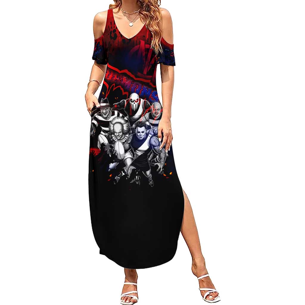 Step Into Horror Domain Demons Football Family Matching Summer Maxi Dress and Hawaiian Shirt Halloween Horror Movie Characters - Aussie Hoodie