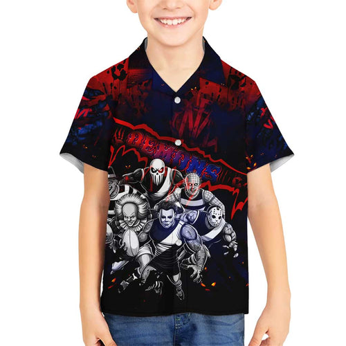 Step Into Horror Domain Demons Football Family Matching Summer Maxi Dress and Hawaiian Shirt Halloween Horror Movie Characters - Aussie Hoodie