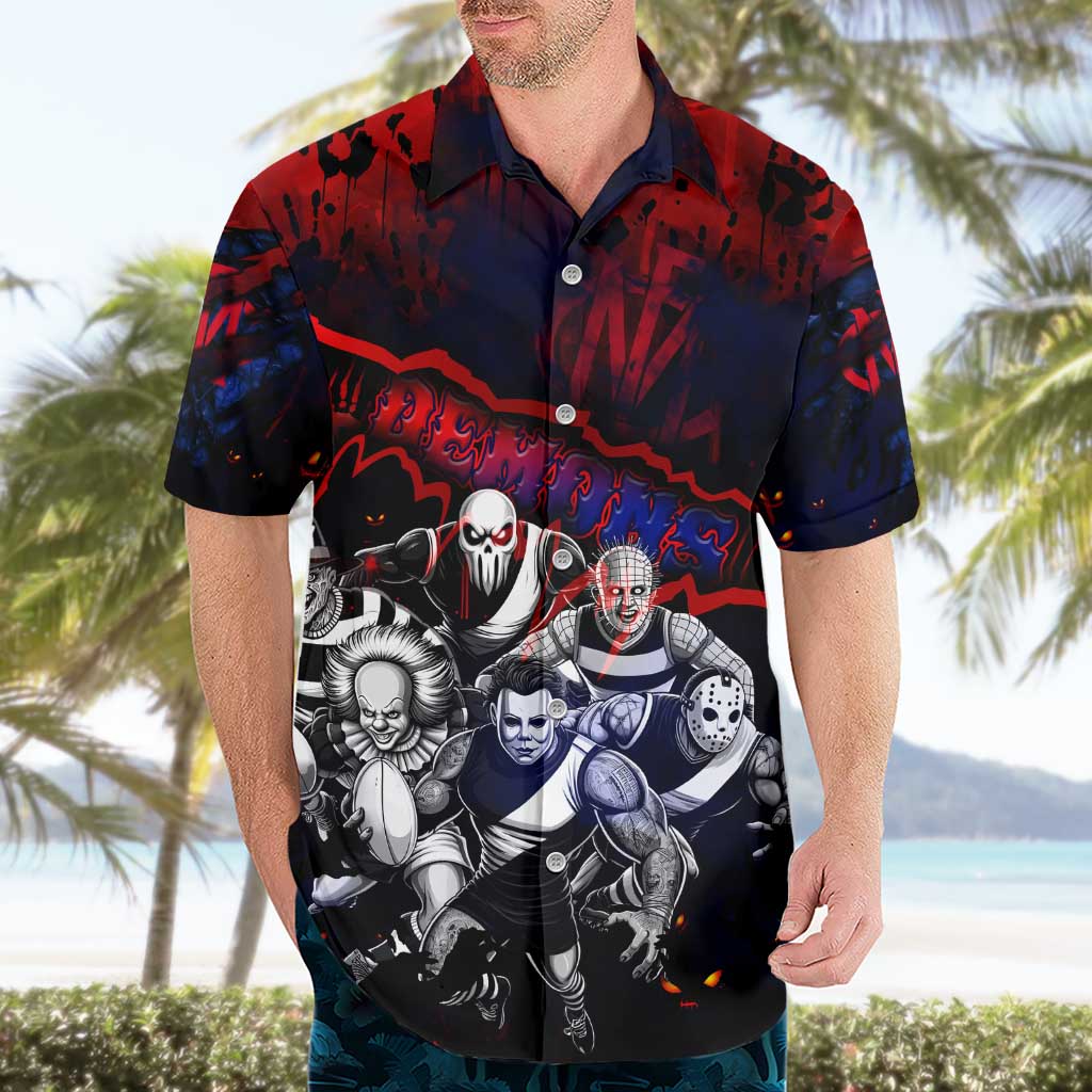 Step Into Horror Domain Demons Football Hawaiian Shirt Halloween Horror Movie Characters - Aussie Hoodie