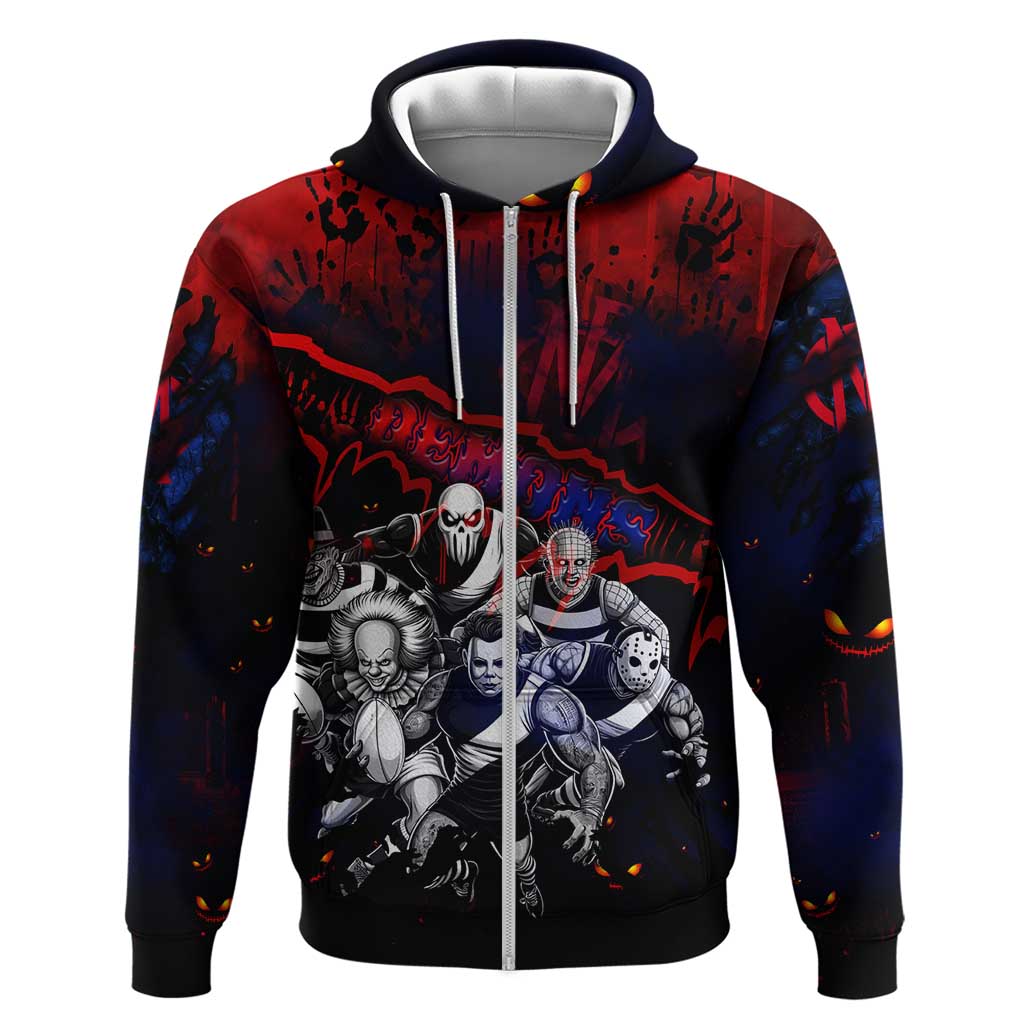 Step Into Horror Domain Demons Football Hoodie Halloween Horror Movie Characters - Aussie Hoodie