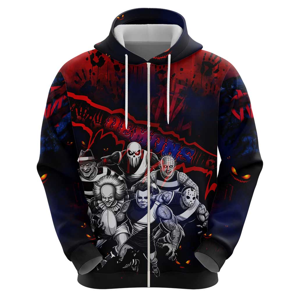 Step Into Horror Domain Demons Football Hoodie Halloween Horror Movie Characters - Aussie Hoodie