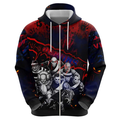 Step Into Horror Domain Demons Football Hoodie Halloween Horror Movie Characters - Aussie Hoodie