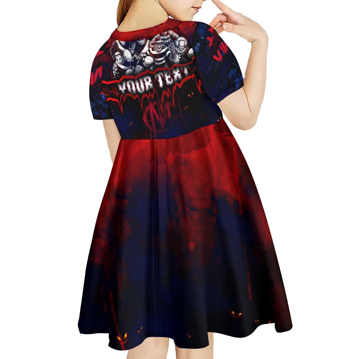 Step Into Horror Domain Demons Football Kid Short Sleeve Dress Halloween Horror Movie Characters - Aussie Hoodie