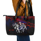 Step Into Horror Domain Demons Football Leather Tote Bag Halloween Horror Movie Characters - Aussie Hoodie
