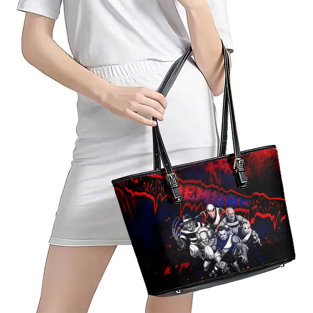 Step Into Horror Domain Demons Football Leather Tote Bag Halloween Horror Movie Characters - Aussie Hoodie
