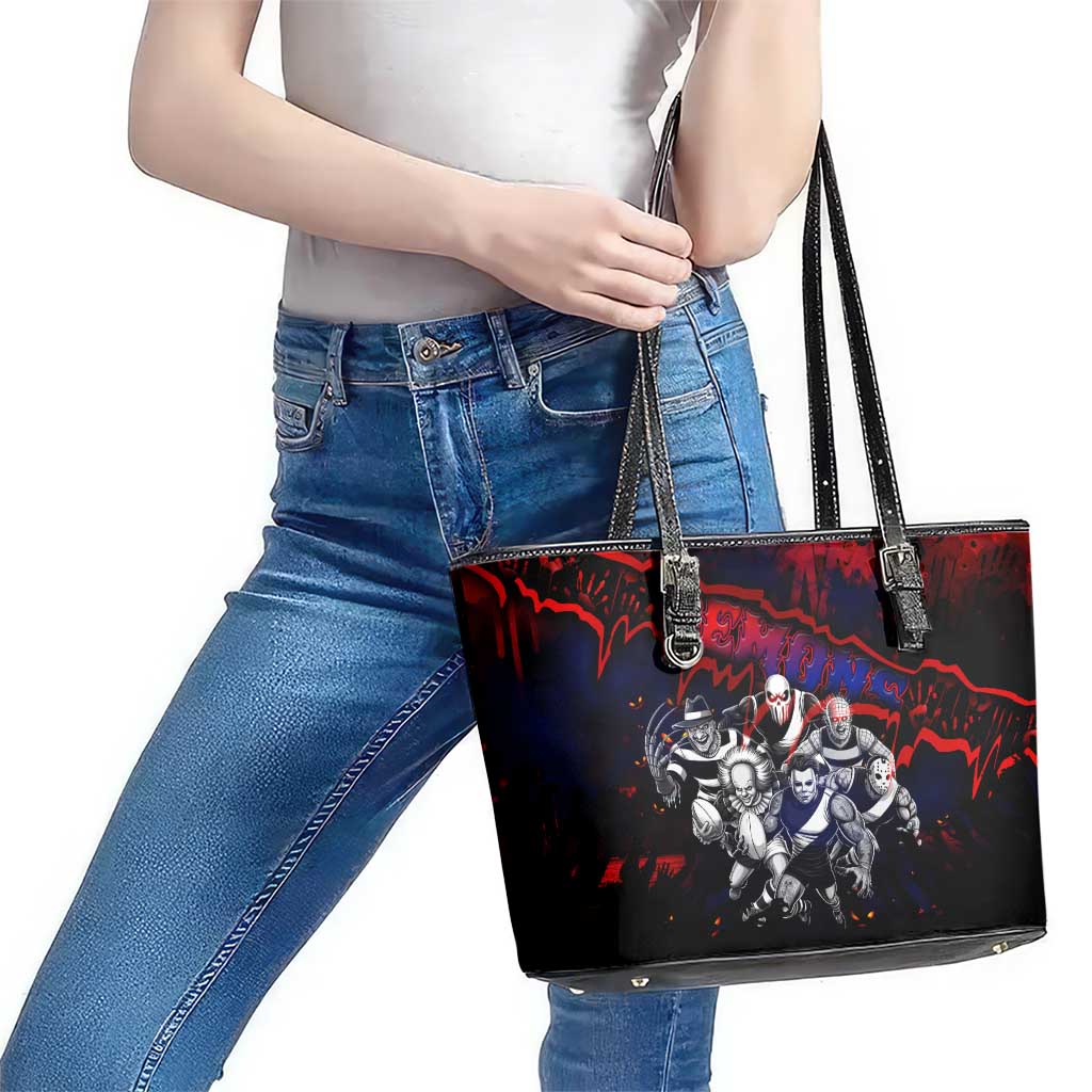 Step Into Horror Domain Demons Football Leather Tote Bag Halloween Horror Movie Characters - Aussie Hoodie