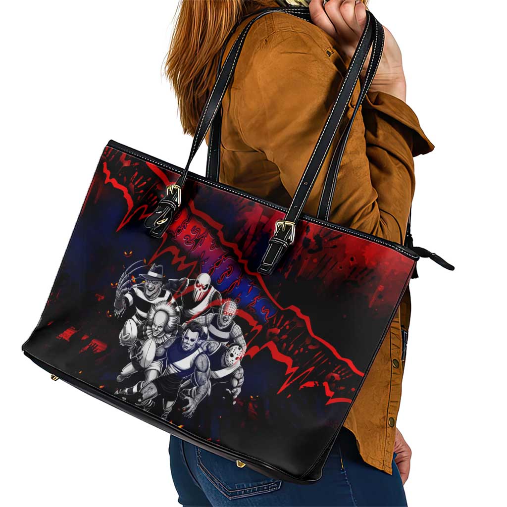 Step Into Horror Domain Demons Football Leather Tote Bag Halloween Horror Movie Characters - Aussie Hoodie