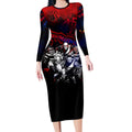 Step Into Horror Domain Demons Football Long Sleeve Bodycon Dress Halloween Horror Movie Characters - Aussie Hoodie