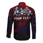 Step Into Horror Domain Demons Football Long Sleeve Button Shirt Halloween Horror Movie Characters - Aussie Hoodie