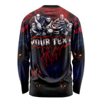 Step Into Horror Domain Demons Football Long Sleeve Shirt Halloween Horror Movie Characters - Aussie Hoodie