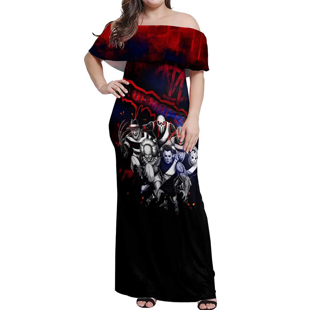 Step Into Horror Domain Demons Football Off Shoulder Maxi Dress Halloween Horror Movie Characters - Aussie Hoodie