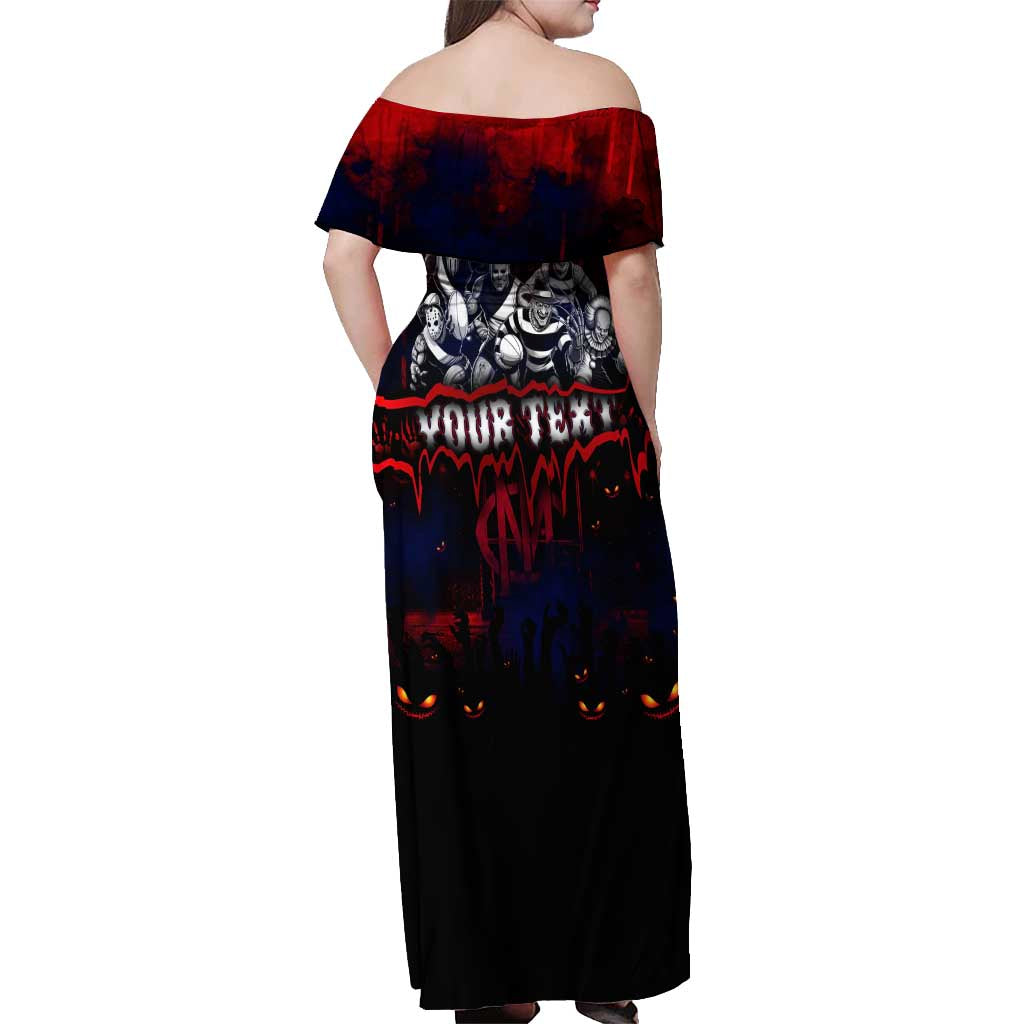 Step Into Horror Domain Demons Football Off Shoulder Maxi Dress Halloween Horror Movie Characters - Aussie Hoodie