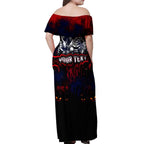 Step Into Horror Domain Demons Football Off Shoulder Maxi Dress Halloween Horror Movie Characters - Aussie Hoodie