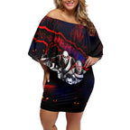 Step Into Horror Domain Demons Football Off Shoulder Short Dress Halloween Horror Movie Characters - Aussie Hoodie