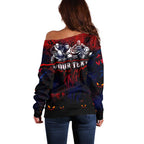 Step Into Horror Domain Demons Football Off Shoulder Sweater Halloween Horror Movie Characters - Aussie Hoodie