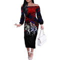 Step Into Horror Domain Demons Football Off The Shoulder Long Sleeve Dress Halloween Horror Movie Characters - Aussie Hoodie