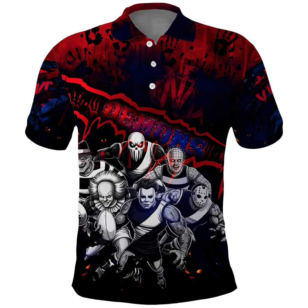 Step Into Horror Domain Demons Football Polo Shirt Halloween Horror Movie Characters - Aussie Hoodie