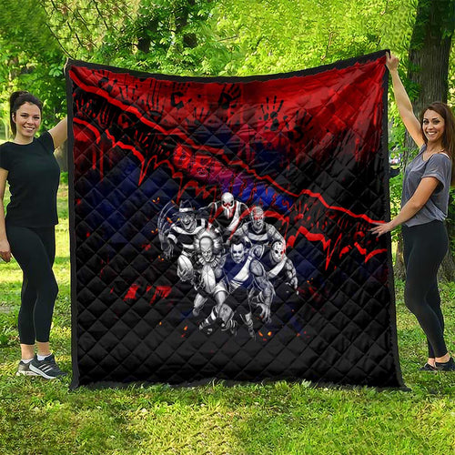 Step Into Horror Domain Demons Football Quilt Halloween Horror Movie Characters - Aussie Hoodie
