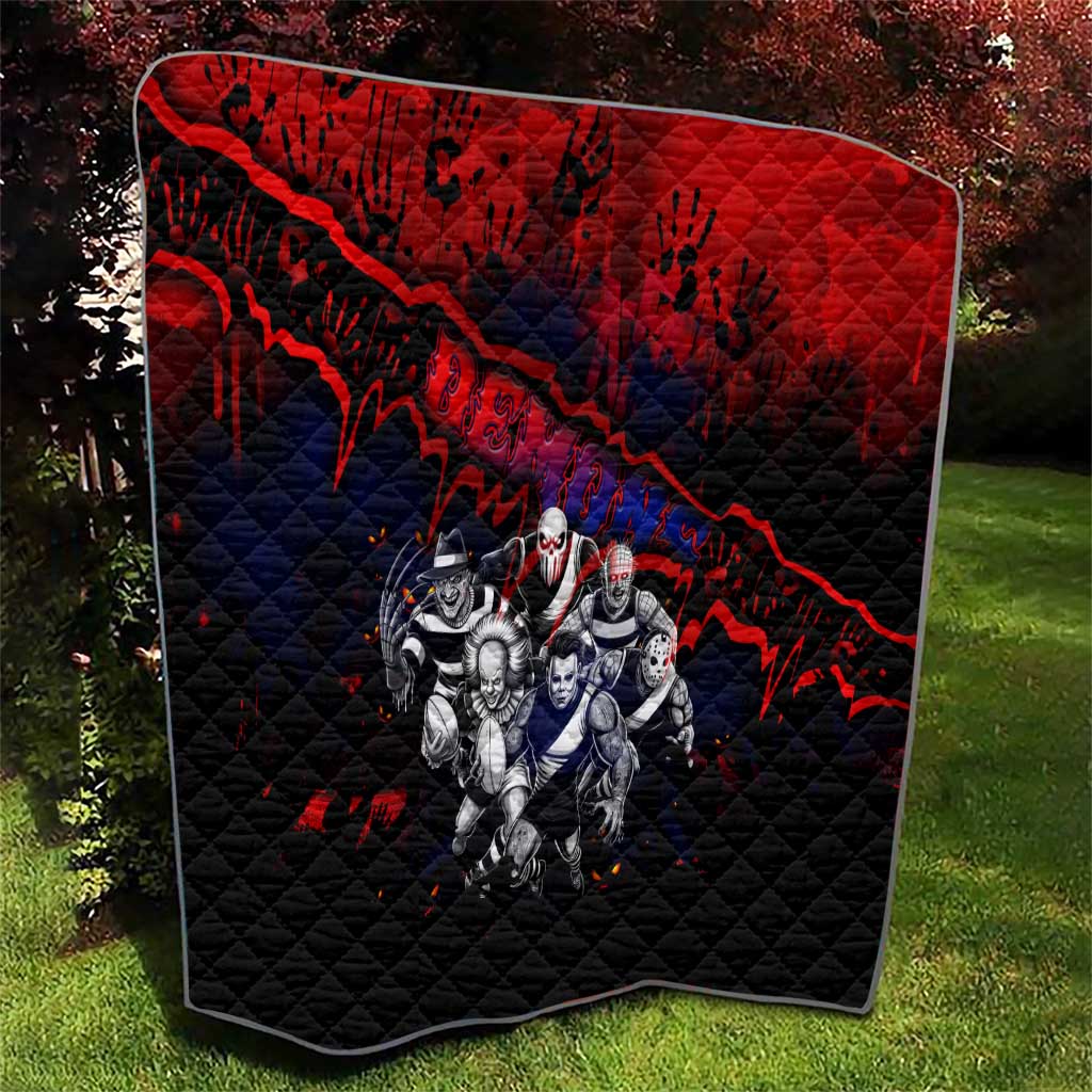Step Into Horror Domain Demons Football Quilt Halloween Horror Movie Characters - Aussie Hoodie