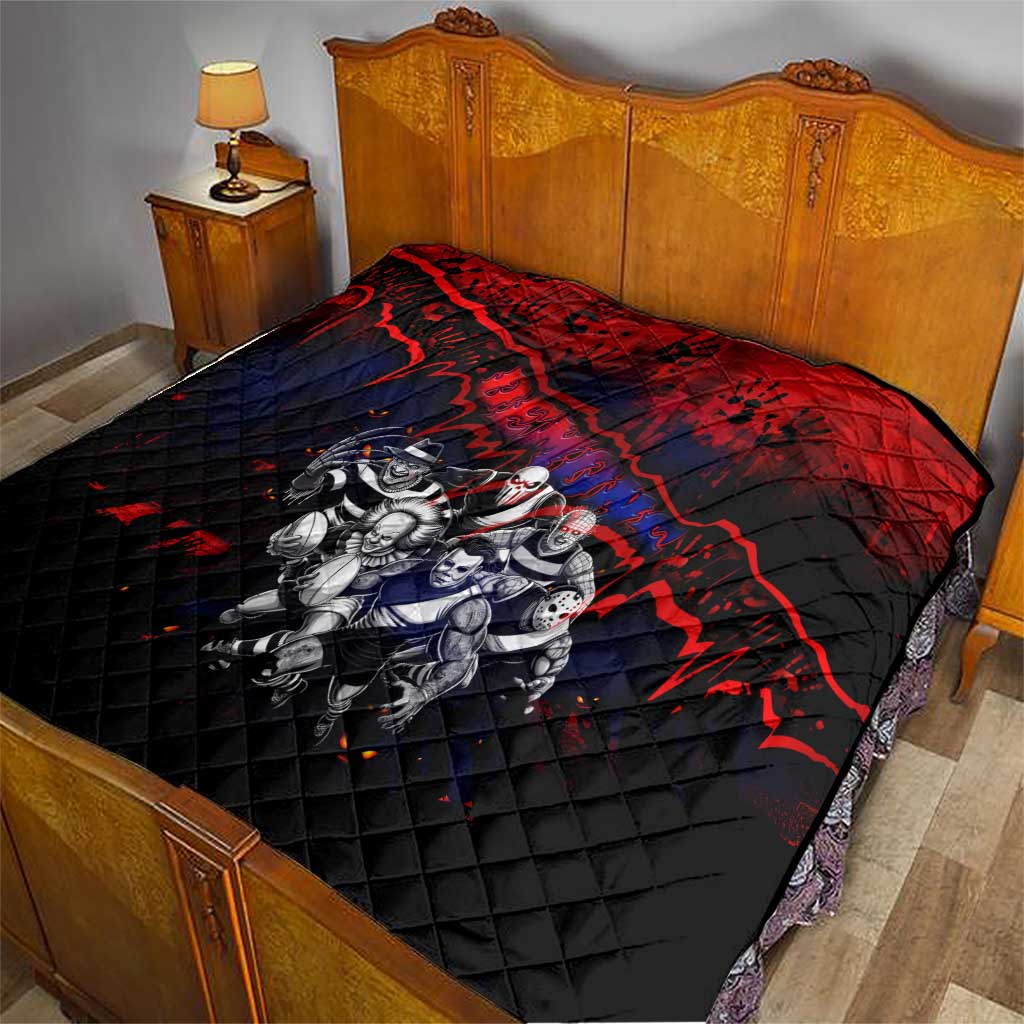 Step Into Horror Domain Demons Football Quilt Halloween Horror Movie Characters - Aussie Hoodie