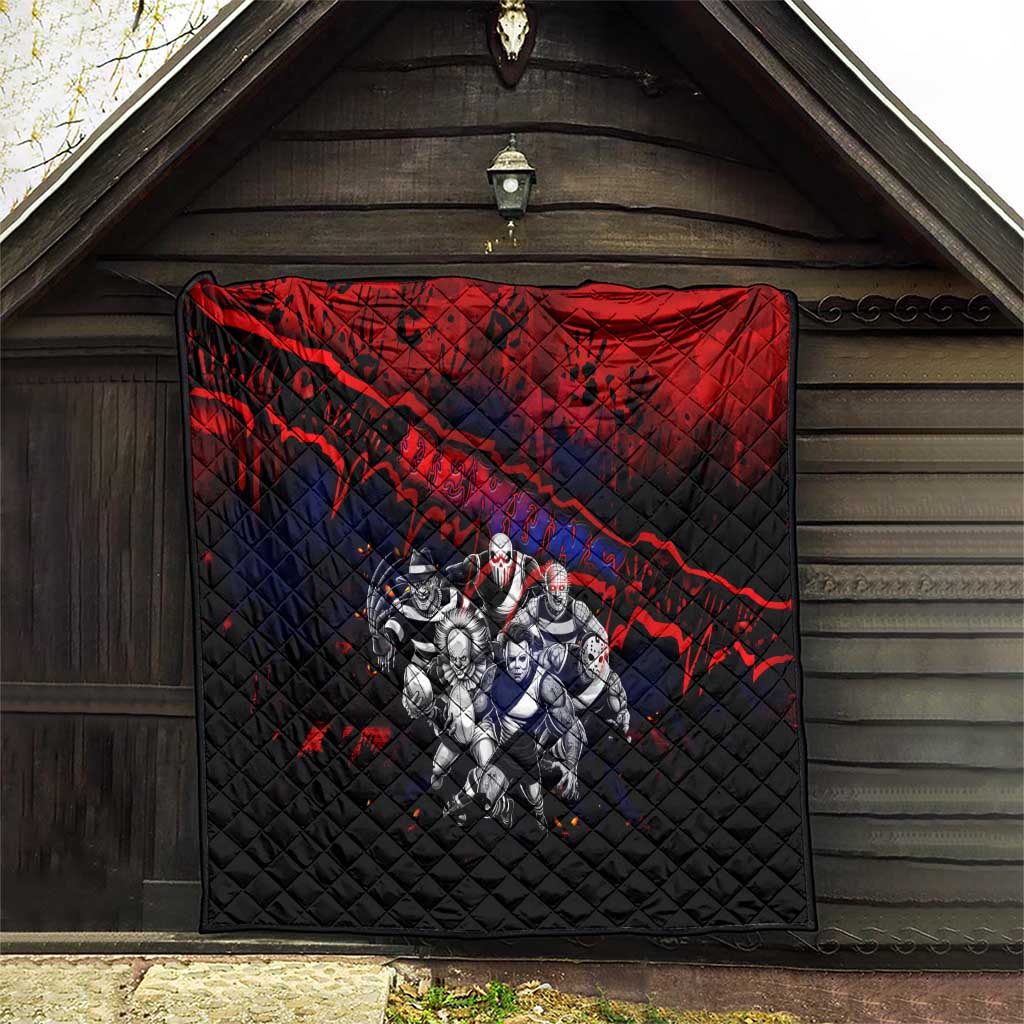 Step Into Horror Domain Demons Football Quilt Halloween Horror Movie Characters - Aussie Hoodie