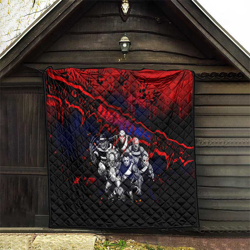 Step Into Horror Domain Demons Football Quilt Halloween Horror Movie Characters - Aussie Hoodie